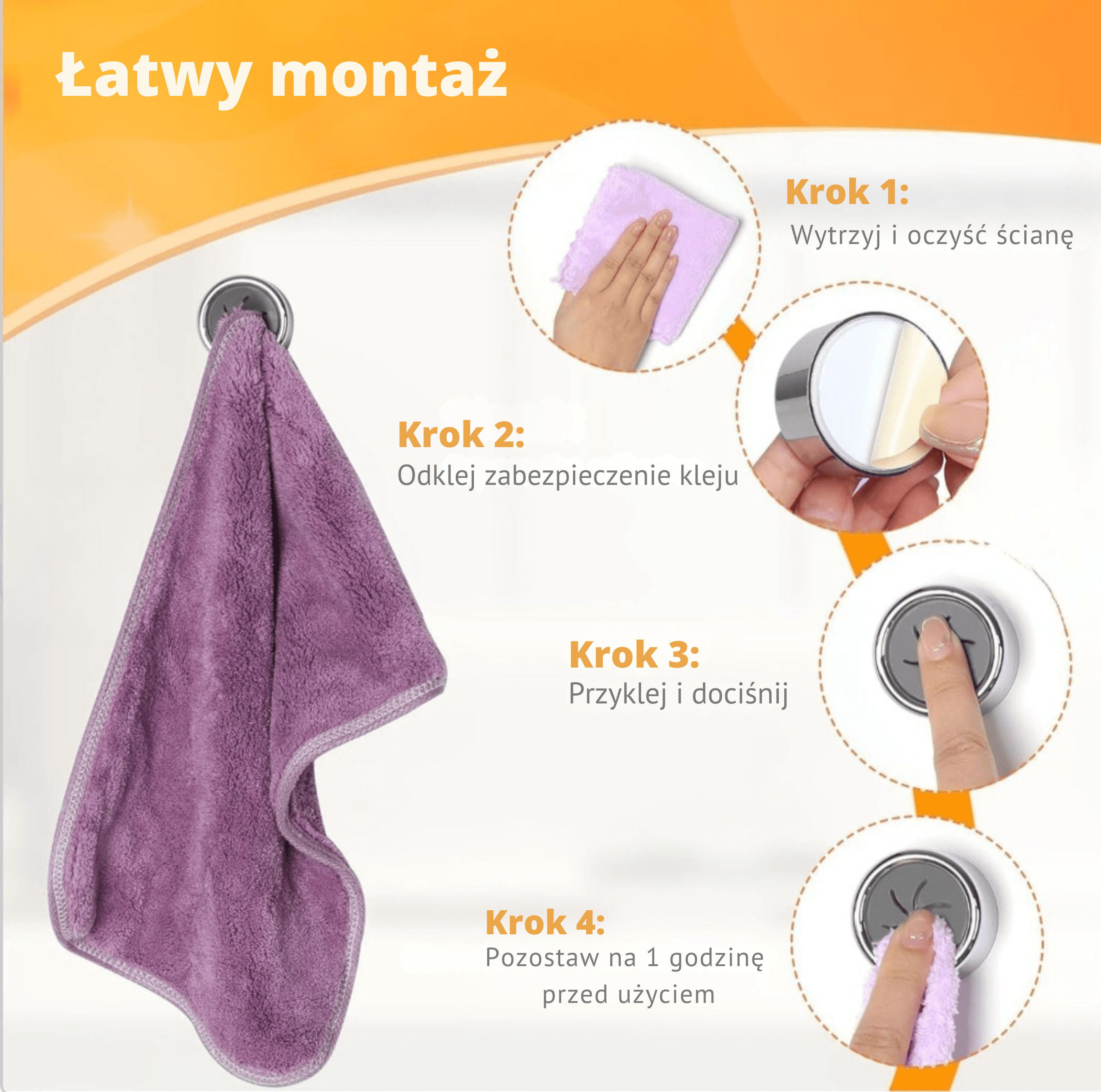 Zestaw 3 klipsów ściennych na ściereczki 🧽