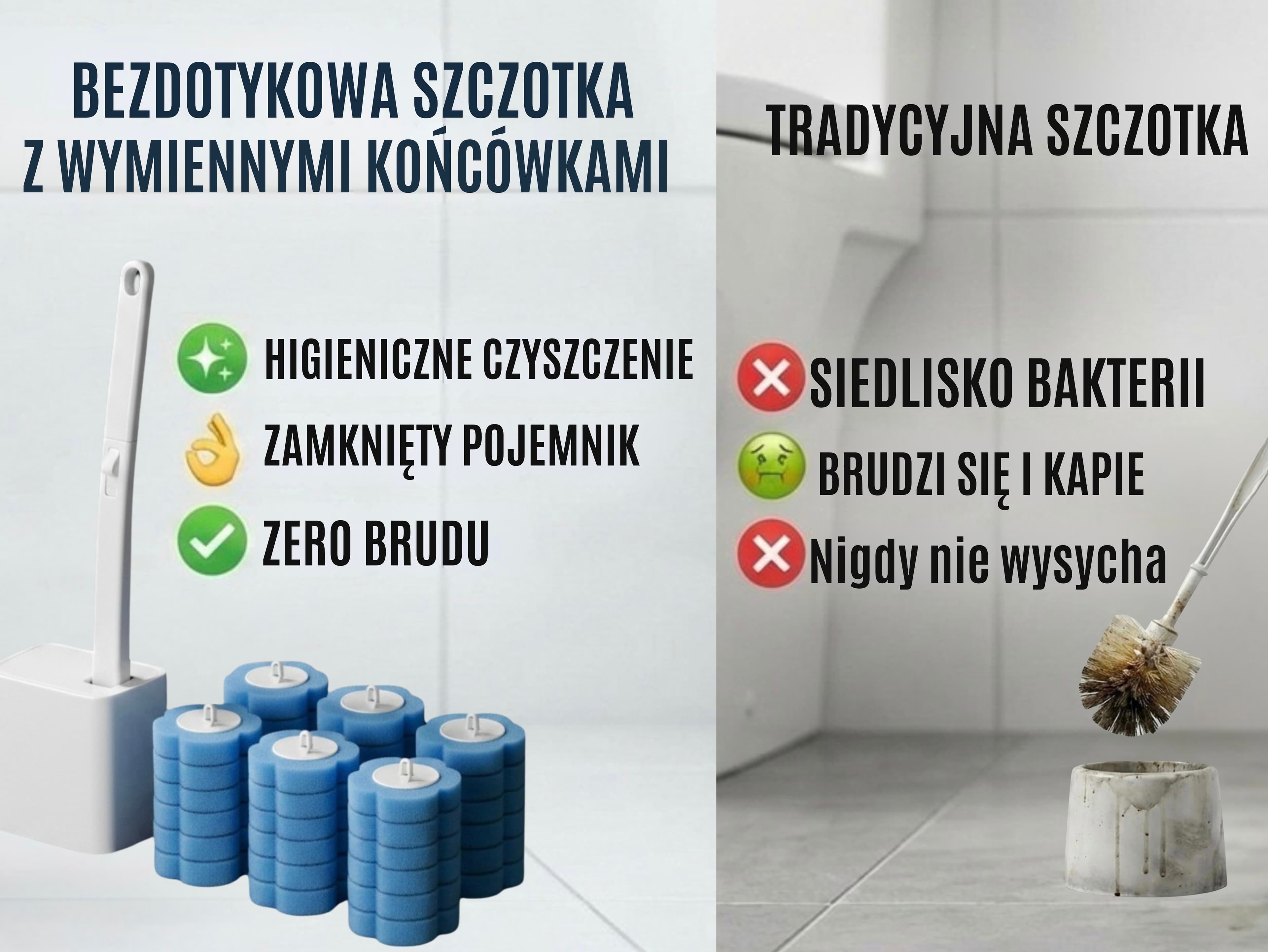Szczotka z wymiennymi końcówkami do czyszczenia WC CleanPRO ✨